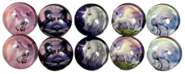 Glas cabochons 12 mm unicorn: 10 stuks