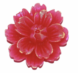 Flatback bloem parelmoer glans knalroze 25mm