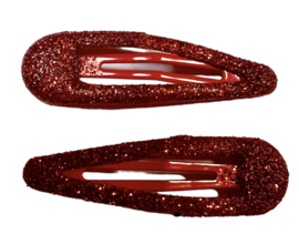 Klik klak haarspeldje glitter rood 5cm, per stuk