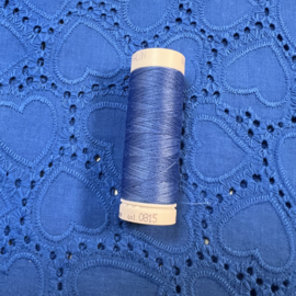 Katoen embroidery: hartjes royalblue (QT) per 25 cm