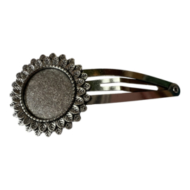Haarclip met sierrand oud zilver, setting 20 mm