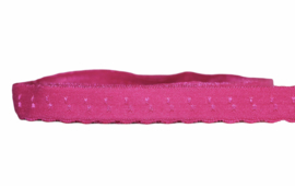 Elastische biaisband met schulprandje (vouwkant) fuchsia roze 10mm per 0,5 meter