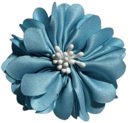 Stoffen bloem 5 cm aquablauw