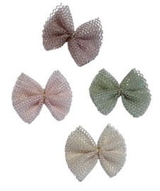 Tule strikje met glittertjes 25x15 mm beige