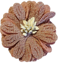 Stoffen bloem 4,5 cm oudroze/crème
