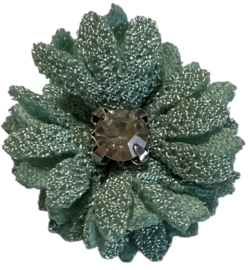 Stoffen bloemetje  25mm mintgroen met blingetje