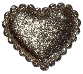 Applicatie hart glitter lichtgoud 32x37mm, per stuk