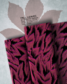 Viscose (geweven): Fall leaves zwart/fuchsia by Thorsten Berger (Swafing), per 25 cm