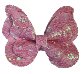 Haarclip vlinder glitter kant roze