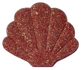 Schelp fijne glitters rood-roze 45x38 mm