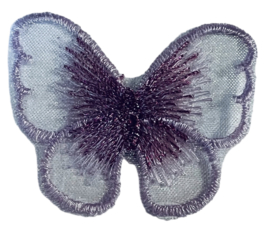 Vlinder geborduurd 49x42 mm lila