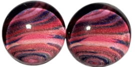 12 mm glas cabochon paars/roze, per 2 stuks