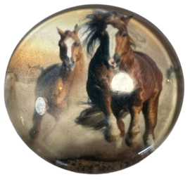 Glas cabochon 25mm paarden in galop