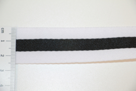 Wit zwart gestreept band 25mm breed, per 0,5 meter