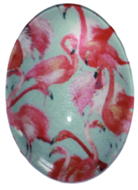 Glas cabochon flamingo's 18 x 25 mm