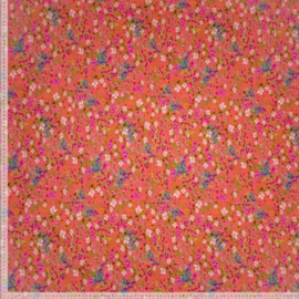 Viscose tricot: flowers orange, per 25 cm