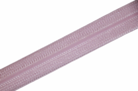 Elastisch biaisband/vouwtres JACQUARD kleur babyroze 20 mm per 0,5 meter