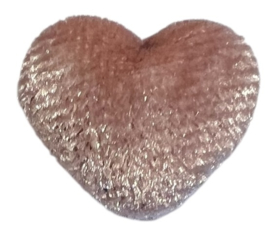 Fluweel hartje met spiegeltje op achterzijde 15x18 mm, oudroze