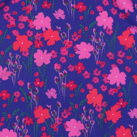 Lenzing Ecovero digital: flowers cobalt, per 25 cm