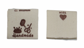 Kledinglabel handmade with love/garen-schaar-spelden, per stuk