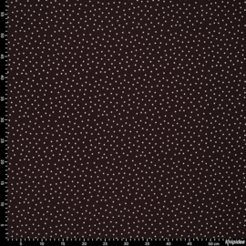 Rekbare viscose donkerbruin met witte stip, per 25 cm