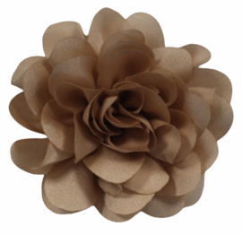 Stoffen bloem 6 cm satijn beige