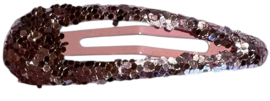 Klik klak haarspeldje lichtroze met glitters 5cm, per stuk