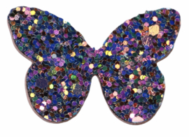 Applicatie vlinder glitter PAARS 40x27 mm, per stuk