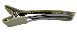Alligator haarclipje 50x10 mm met stof bekleed; lichtgeel
