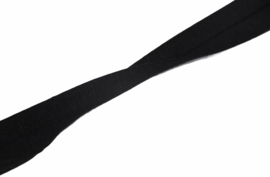 Jersey biaisband/ tricot biaisband zwart 20mm, per 0,5 meter