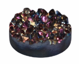 Flatback cabochon shiny brons/paars  12 mm, per stuk