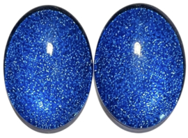 Set van 2 glas cabochons spikkels kobalt 18 x 25 mm