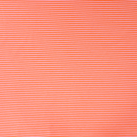 Katoen tricot: streepjes oranje-roze, per 25 cm