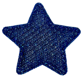 Applicatie glitter ster 34 mm blauw