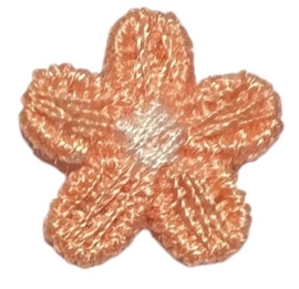 Bloemetje 15mm geborduurd koraal/wit