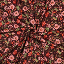Tricot: flowers burgundy, per 25 cm