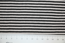Zwart-witte streep boordstof. Rondgebreid 36cm. Per 25 cm