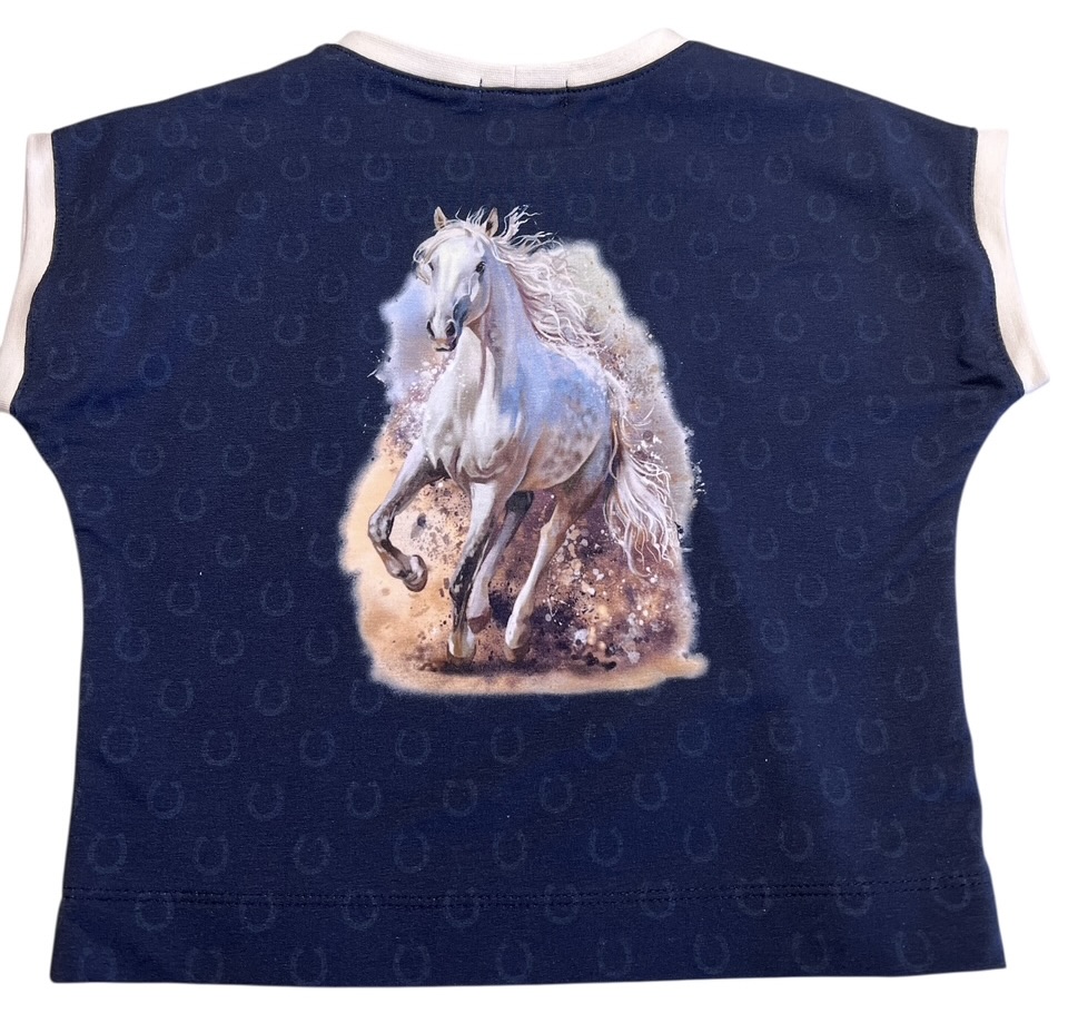 T-shirt French Terry white horse 110-122/128