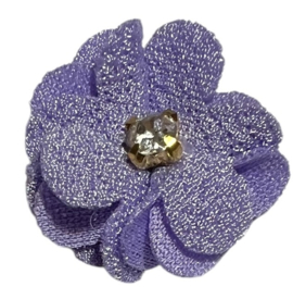 Stoffen bloem 25mm lila met steentje