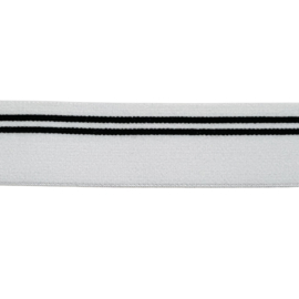 Wit met zwarte streep elastiek 30 mm per 0,5 meter