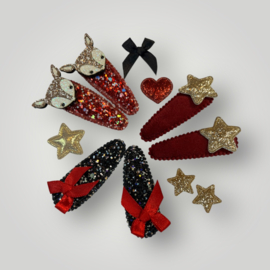 Kerst haarspeldjes maken rood/goud/zwart