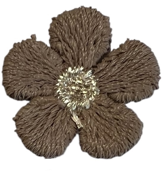 Geborduurd bloemetje bruin/taupe 20 mm