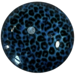 12 mm glascabochon panter blauw, per 2 stuks