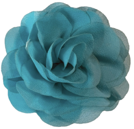 Stoffen bloem 8 cm aquablauw