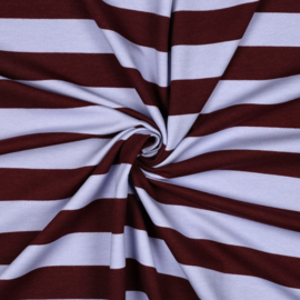 Soft sweat stripes: lavendel-bordeaux, per 25 cm