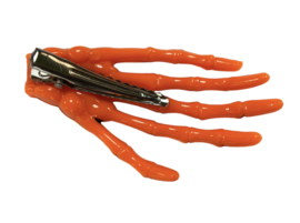 Halloween haarclip skelet hand oranje