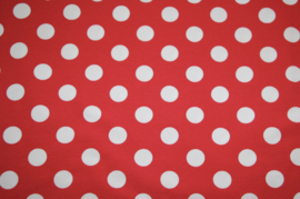 Tricot: DOT RED WHITE 15mm, per 25 cm