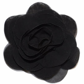 Stoffen bloem 8 cm zwart