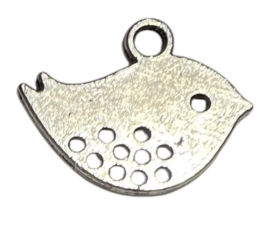 Bedeltje vogeltje zilver 15x12 mm, per stuk