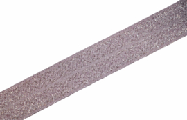 Elastisch biaisband/vouwtres babyroze glitter 20 mm per 0,5 meter